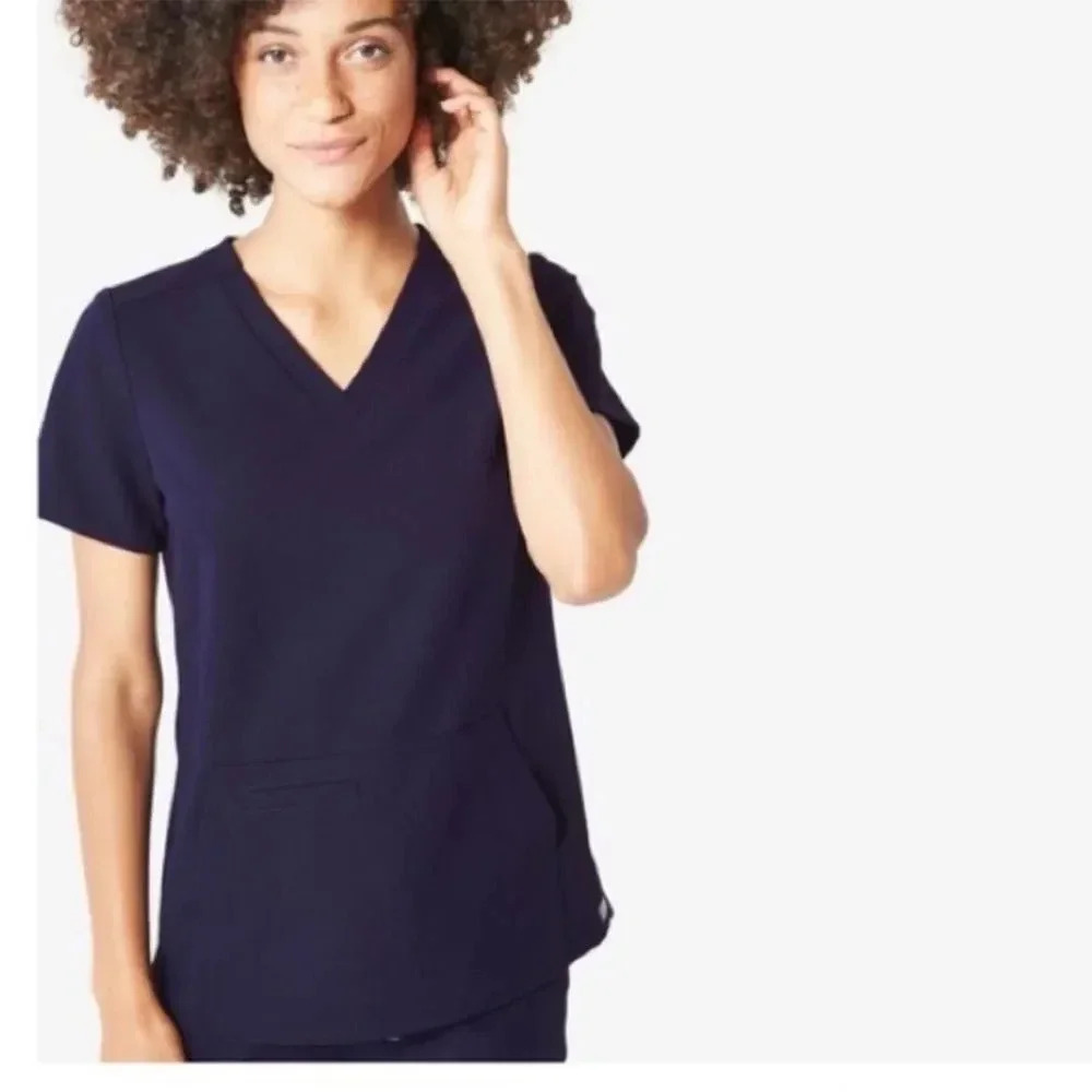 Figs Technical Collection Navy V-neck Pocket Pacora Bonded Scrub Top Small